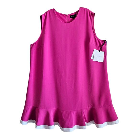 VICTORIA BECKHAM for Target Women's Plus 3X Dress Pink White Drop Waist Midi - Picture 1 of 7